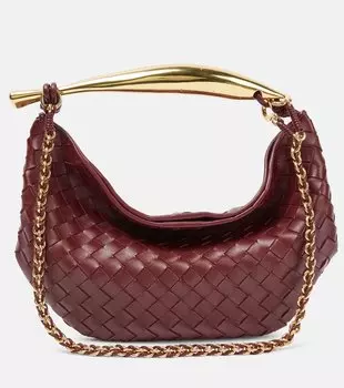 Маленькая кожаная сумка-тоут sardine Bottega Veneta, красный