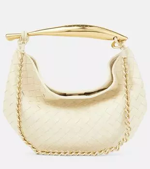 Маленькая кожаная сумка-тоут sardine Bottega Veneta, нейтральный