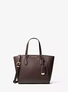 Маленькая кожаная сумка-трансформер через плечо Taryn Michael Kors, коричневый