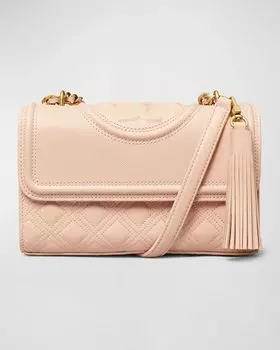 Маленькая кожаная сумка-трансформер Fleming на плечо Tory Burch, цвет Blush
