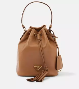 Маленькая кожаная сумка-ведерко Prada, Caramel