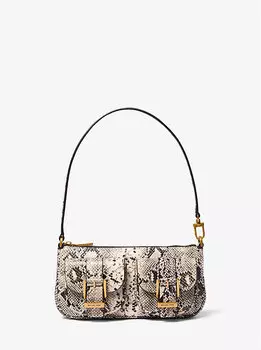 Маленькая кожаная сумочка-трансформер Zoe с тиснением под змею Michael Kors, бежевый