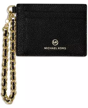 Маленькая кожаная визитница с цепочкой jet set charm Michael Kors, черный