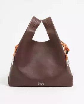 Маленькая кожаная женская сумка через плечо Bimba y Lola, коричневый
