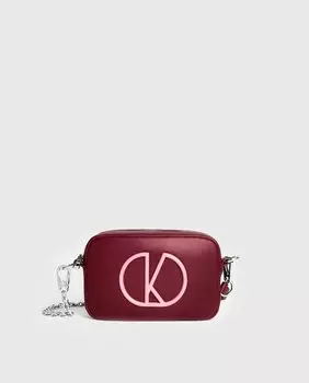 Маленькая красная сумка через плечо с серебряной цепочкой Kalk, гранатовый