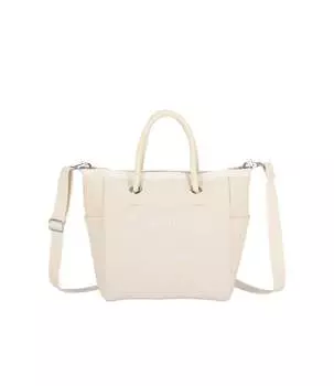 Маленькая легкая сумка-тоут из парусины LeSportsac, цвет Meringue Canvas Logo