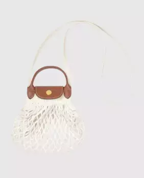 Маленькая многопозиционная тканевая сумочка Le Pliage Filet Longchamp, цвет Natural