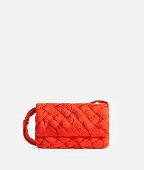 Маленькая мятая сумка-мессенджер Bottega Veneta, оранжевый