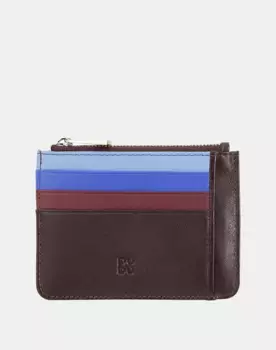 Маленькая мужская кожаная визитница на молнии Dudu, темно-коричневый