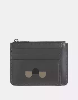 Маленькая мужская кожаная визитница на молнии Dudu, темно-серый