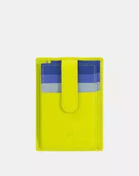 Маленькая мужская кожаная визитница с кнопкой Dudu, желтый