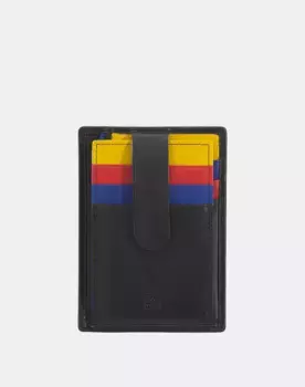 Маленькая мужская кожаная визитница с кнопкой Dudu, черный