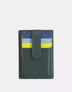 Маленькая мужская кожаная визитница с кнопкой Dudu, зеленый