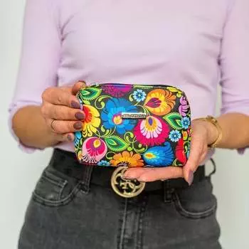 Маленькая народная косметичка - узоры Ловича - черная Folkstar