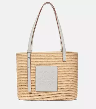 Маленькая объемная сумка-тоут Paula's Ibiza Anagram из рафии Loewe, бежевый
