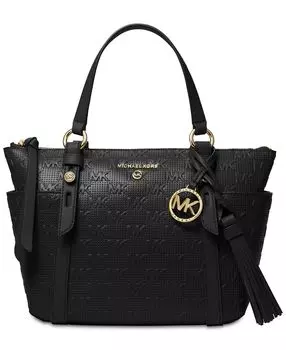 Маленькая объемная сумка-тоут signature sullivan с откидным верхом на молнии Michael Kors, черный