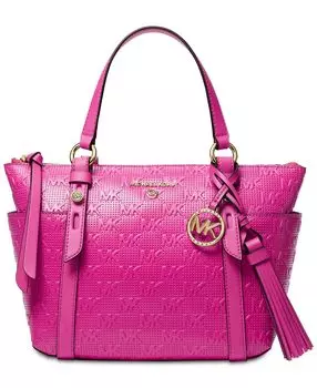 Маленькая объемная сумка-тоут signature sullivan с откидным верхом на молнии Michael Kors, вишневый