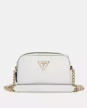 Маленькая однотонная белая сумка через плечо Noelle на молнии Guess
