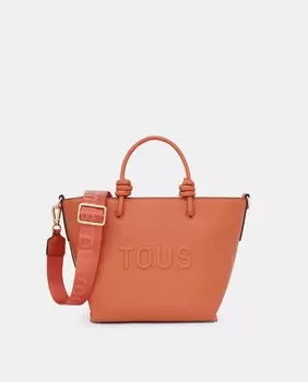 Маленькая оранжевая сумка-шопер на молнии и короткой ручке Tous, оранжевый
