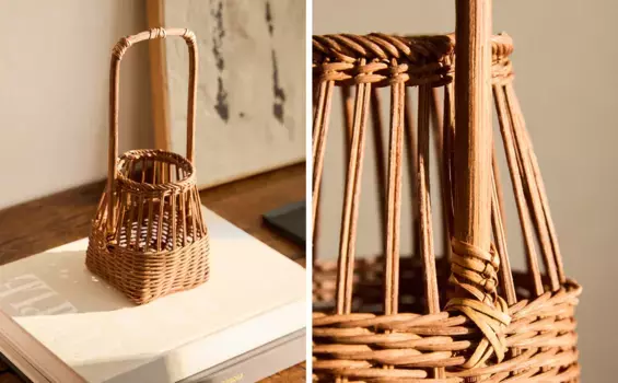 Маленькая плетеная корзинка Zara Home, коричневый