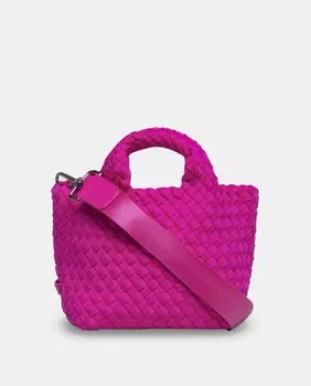 Маленькая плетеная сумка-тоут цвета фуксии со съемным ремнем на плечо Naghedi, фуксия