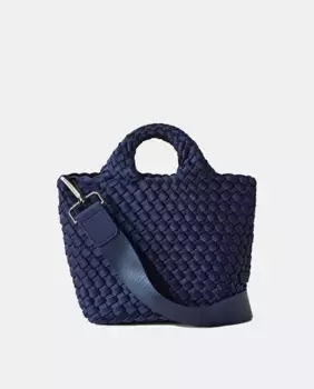 Маленькая плетеная сумка-тоут со съемным ремнем через плечо Naghedi, синий