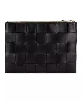 Маленькая плоская сумка-кассета Bottega Veneta, черный/золотой