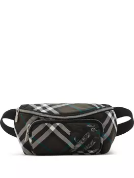 Маленькая поясная сумка Burberry с узором в клетку, зеленый