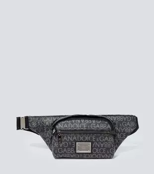 Маленькая поясная сумка с жаккардовым логотипом Dolce&Gabbana, черный
