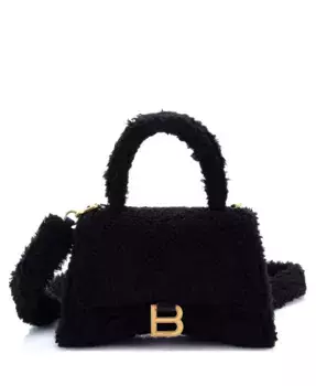 Маленькая пушистая сумка с ручкой в виде песочных часов из меха Pre-Owned Balenciaga, черный