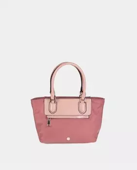 Маленькая розовая нейлоновая сумка-тоут с деталями из лакированной кожи Volum, розовый