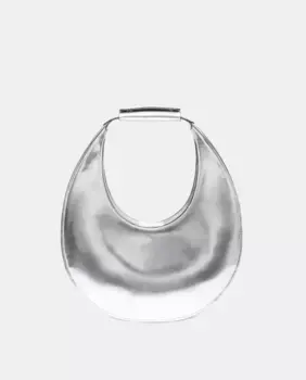 Маленькая серебряная мини-сумка Moon от Staud, серебряный