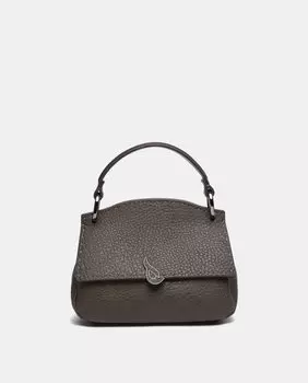 Маленькая серо-коричневая сумочка с клапаном и съемным ремнем через плечо Abbacino