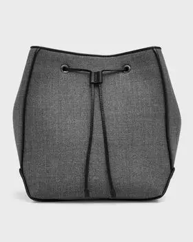 Маленькая шерстяная сумка-ведро на шнурке Brunello Cucinelli, цвет Dark Gray