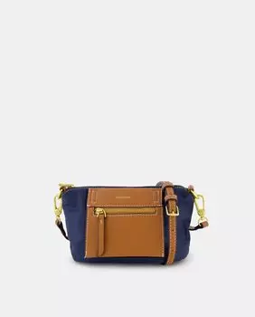 Маленькая сине-коричневая сумка через плечо на молнии Tintoretto, синий