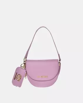 Маленькая сиреневая сумка через плечо в форме полумесяца с клапаном Love Moschino, сиреневый