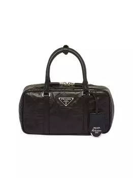Маленькая старинная сумка из кожи наппа с верхней ручкой Prada, черный