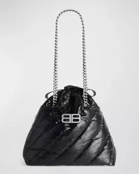 Маленькая стеганая большая сумка Crush Balenciaga, цвет Black