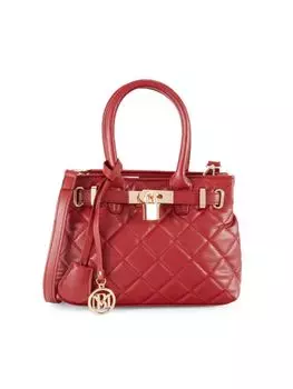 Маленькая стеганая двусторонняя сумка-тоут Badgley Mischka, цвет Brick Red