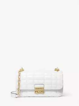 Маленькая стеганая кожаная сумка на плечо Tribeca с тиснением под ящерицу Michael Kors, белый
