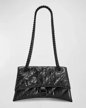 Маленькая стеганая сумка на цепочке Crush Balenciaga, цвет 1000 Black