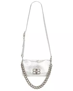 Маленькая сумка BB с мягким клапаном Balenciaga, серебряный