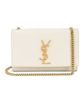 Маленькая сумка-цепочка Kate с монограммой Saint Laurent, цвет Crema Soft
