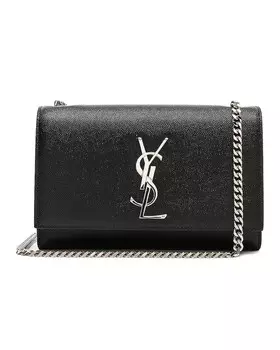 Маленькая сумка-цепочка Kate с монограммой Saint Laurent, цвет Black & Silver