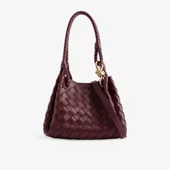 Маленькая сумка через плечо Bottega Veneta кожаная, бордовый