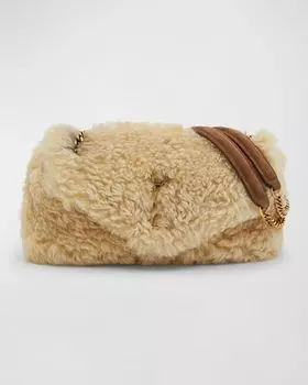 Маленькая сумка через плечо Calypso YSL из овчины Saint Laurent, цвет Dark Crema