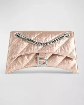 Маленькая сумка через плечо Crush с металлической цепочкой Balenciaga, цвет Stone Beige