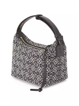 Маленькая сумка через плечо Cubi Anagram из жаккарда и телячьей кожи Loewe, черный