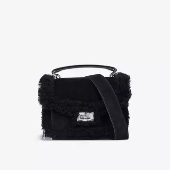 Маленькая сумка через плечо Emily из замши и кожи The Kooples, черный