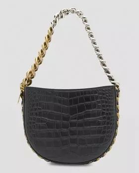 Маленькая сумка через плечо Frayme Croco из переработанного материала Stella McCartney, цвет Black
